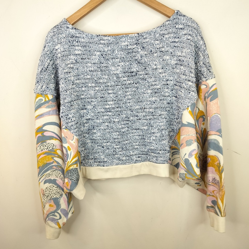 Saturday Sunday Anthropologie Flora Printed Sweatshirt XS Oversize dolman Sleeve - Picture 7 of 11